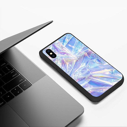 Чехол iPhone XS Max матовый Эффект голографии с пластиковой лентой / 3D-Черный – фото 3