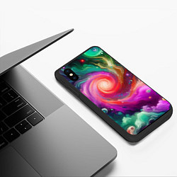 Чехол iPhone XS Max матовый Космическая неоновая фантазия - нейросеть, цвет: 3D-черный — фото 2