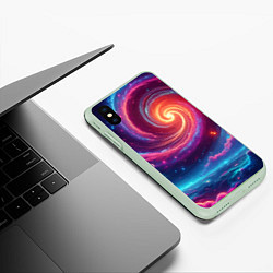 Чехол iPhone XS Max матовый Яркая неоновая галактика - нейросеть, цвет: 3D-салатовый — фото 2