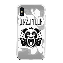 Чехол iPhone XS Max матовый Led Zeppelin рок панда на светлом фоне, цвет: 3D-белый