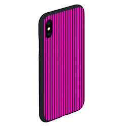 Чехол iPhone XS Max матовый Яркий розовый в полоску, цвет: 3D-черный — фото 2