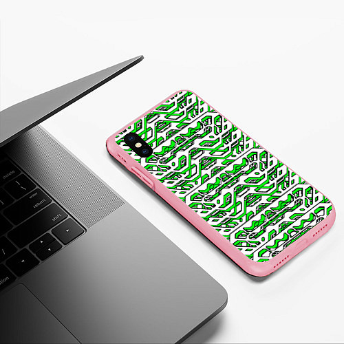 Чехол iPhone XS Max матовый Техно броня зелёно-белая / 3D-Баблгам – фото 3
