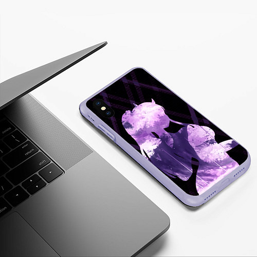 Чехол iPhone XS Max матовый Сакура в силуэте Зеро ту / 3D-Светло-сиреневый – фото 3