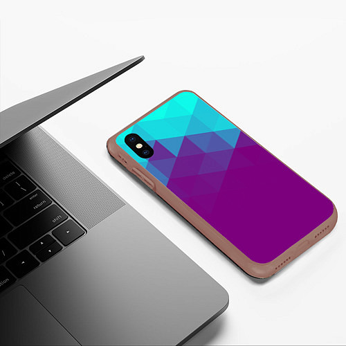 Чехол iPhone XS Max матовый Geometry polygonal psy / 3D-Коричневый – фото 3