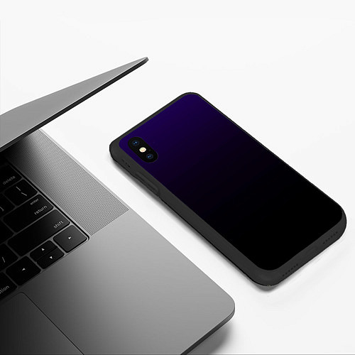 Чехол iPhone XS Max матовый Фиолетово-чёрный тёмный градиент / 3D-Черный – фото 3