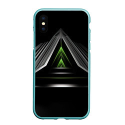 Чехол iPhone XS Max матовый Black green abstract nvidia style