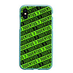 Чехол iPhone XS Max матовый Juventus green pattern sport, цвет: 3D-мятный