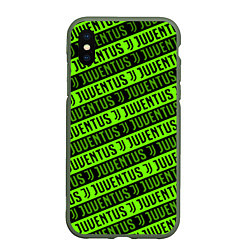 Чехол iPhone XS Max матовый Juventus green pattern sport, цвет: 3D-темно-зеленый