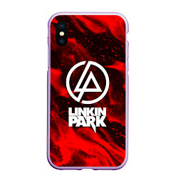 Чехол iPhone XS Max матовый Linkin park красный огонь, цвет: 3D-сиреневый