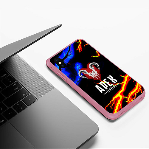 Чехол iPhone XS Max матовый Apex legens storm / 3D-Малиновый – фото 3