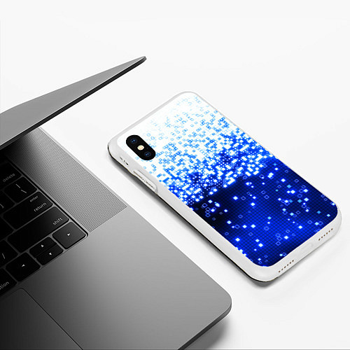 Чехол iPhone XS Max матовый Поврежденный цифровой скин - осыпающиеся пиксели / 3D-Белый – фото 3