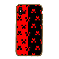 Чехол iPhone XS Max матовый Minecraft creeper logo, цвет: 3D-коричневый