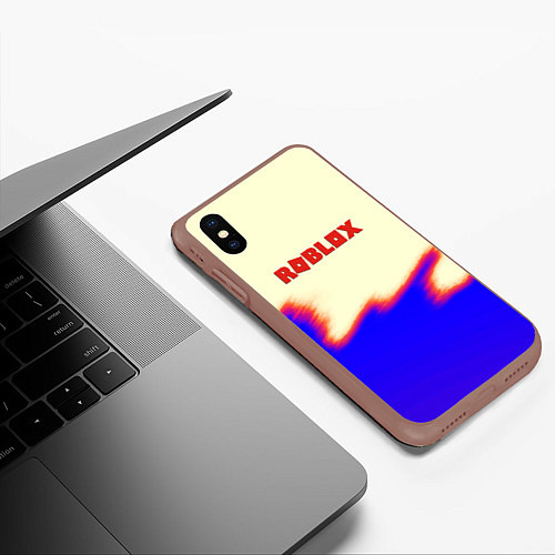 Чехол iPhone XS Max матовый Roblox краски текстура game / 3D-Коричневый – фото 3