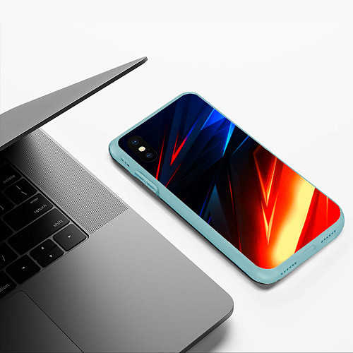 Чехол iPhone XS Max матовый Geometry stripes neon steel / 3D-Мятный – фото 3