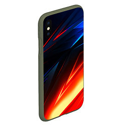 Чехол iPhone XS Max матовый Geometry stripes neon steel, цвет: 3D-темно-зеленый — фото 2