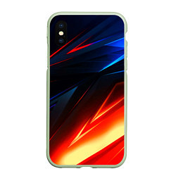 Чехол iPhone XS Max матовый Geometry stripes neon steel, цвет: 3D-салатовый