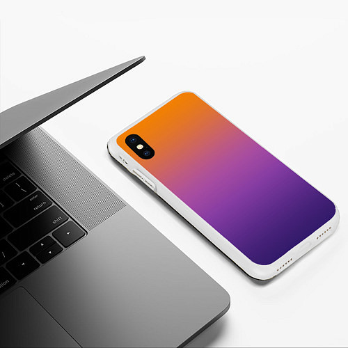 Чехол iPhone XS Max матовый Градиент оранжево-фиолетовый / 3D-Белый – фото 3