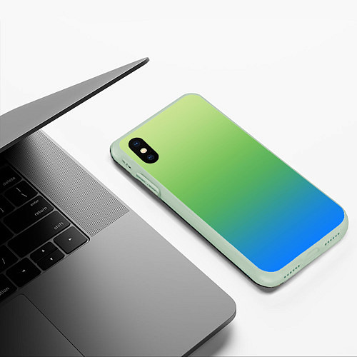 Чехол iPhone XS Max матовый Градиент зелёно-голубой / 3D-Салатовый – фото 3