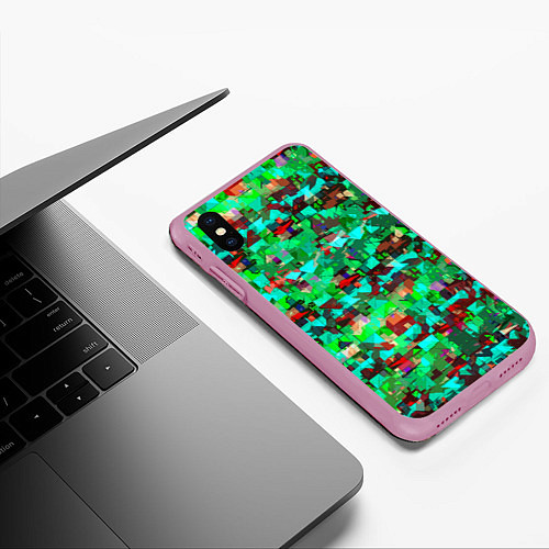 Чехол iPhone XS Max матовый Разноцветные осколки стекла / 3D-Розовый – фото 3