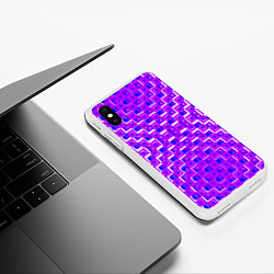 Чехол iPhone XS Max матовый Фиолетовые квадраты на белом фоне, цвет: 3D-белый — фото 2