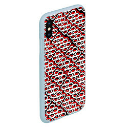 Чехол iPhone XS Max матовый Красно-белый узор на чёрном фоне, цвет: 3D-голубой — фото 2
