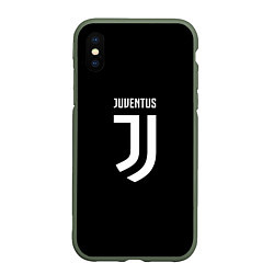 Чехол iPhone XS Max матовый Juventus sport fc белое лого, цвет: 3D-темно-зеленый