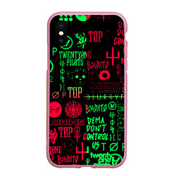 Чехол iPhone XS Max матовый Twenty one pilots pattern rock steel, цвет: 3D-розовый