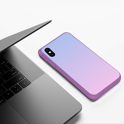 Чехол iPhone XS Max матовый Градиент лавандовый / 3D-Фиолетовый – фото 3