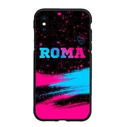 Чехол iPhone XS Max матовый Roma - neon gradient посередине, цвет: 3D-черный