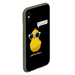 Чехол iPhone XS Max матовый Утенок в очках, цвет: 3D-темно-зеленый — фото 2