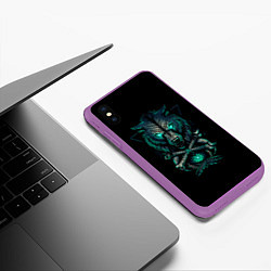 Чехол iPhone XS Max матовый Скандинавский светящийся волк, цвет: 3D-фиолетовый — фото 2