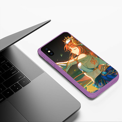 Чехол iPhone XS Max матовый Genshin Impact Nilou smile / 3D-Фиолетовый – фото 3