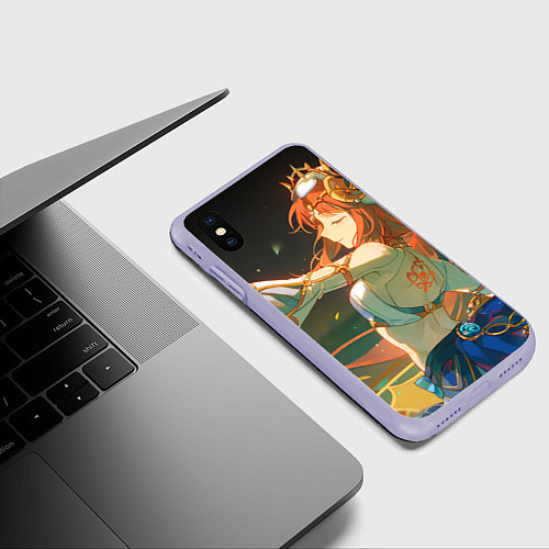 Чехол iPhone XS Max матовый Genshin Impact Nilou smile / 3D-Светло-сиреневый – фото 3