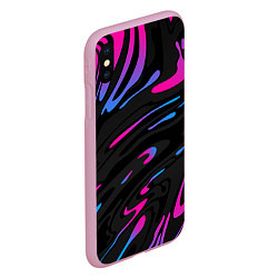 Чехол iPhone XS Max матовый Неоновые разводы - фиолетовый, цвет: 3D-розовый — фото 2