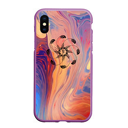 Чехол iPhone XS Max матовый Тибетский символ тульпы, цвет: 3D-фиолетовый