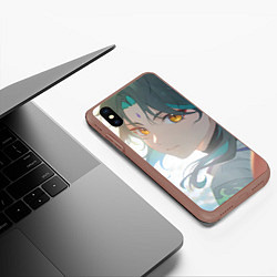 Чехол iPhone XS Max матовый Genshin Impact Xiao Adept smile, цвет: 3D-коричневый — фото 2