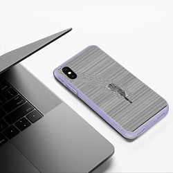Чехол iPhone XS Max матовый Зебра плывущая в полосках, цвет: 3D-светло-сиреневый — фото 2