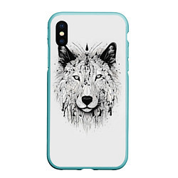 Чехол iPhone XS Max матовый Фантастический волк, цвет: 3D-мятный
