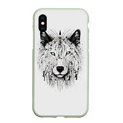 Чехол iPhone XS Max матовый Фантастический волк, цвет: 3D-салатовый