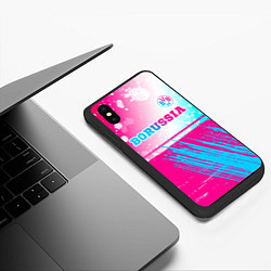 Чехол iPhone XS Max матовый Borussia neon gradient style посередине, цвет: 3D-черный — фото 2