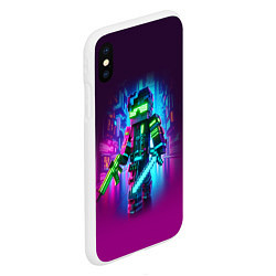 Чехол iPhone XS Max матовый Cyberpunk and Minecraft - collaboration ai art, цвет: 3D-белый — фото 2