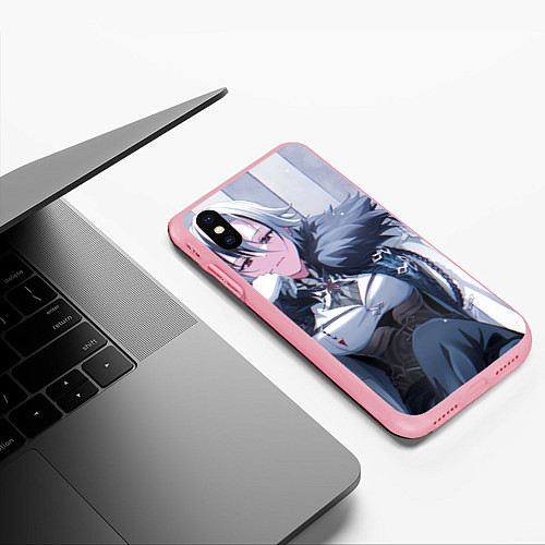 Чехол iPhone XS Max матовый Genshin Impact Арлекино seat / 3D-Баблгам – фото 3