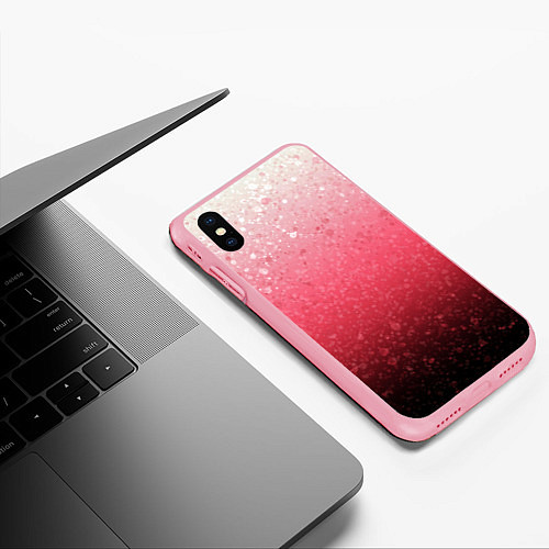 Чехол iPhone XS Max матовый Градиент розово-чёрный брызги / 3D-Баблгам – фото 3
