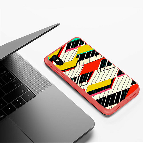 Чехол iPhone XS Max матовый Пианинка / 3D-Красный – фото 3