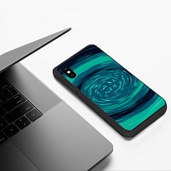 Чехол iPhone XS Max матовый Сине-зелёный спираль, цвет: 3D-черный — фото 2