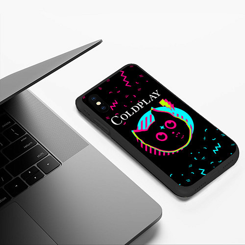 Чехол iPhone XS Max матовый Coldplay - rock star cat / 3D-Черный – фото 3