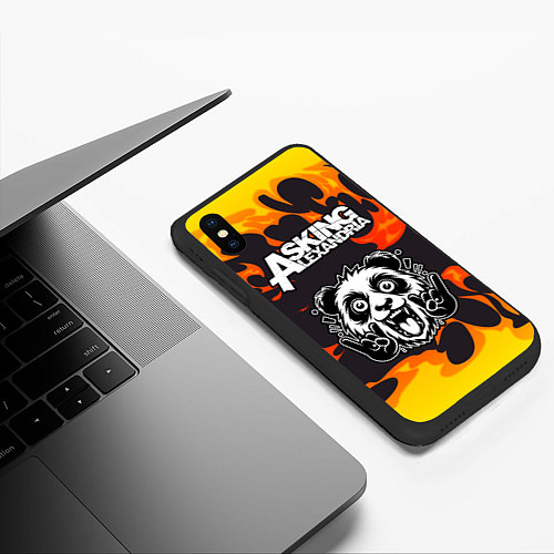 Чехол iPhone XS Max матовый Asking Alexandria рок панда и огонь / 3D-Черный – фото 3