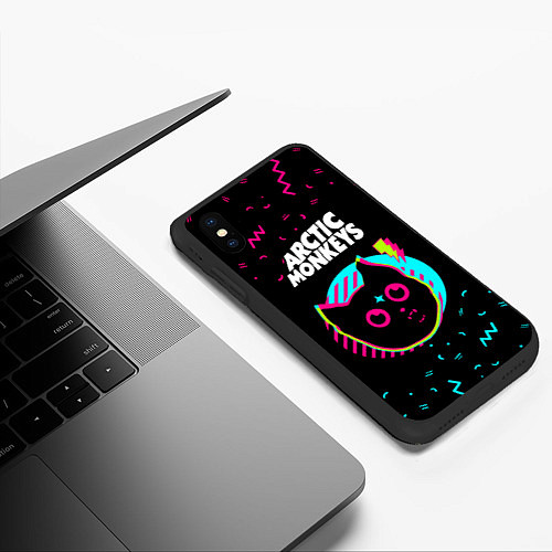 Чехол iPhone XS Max матовый Arctic Monkeys - rock star cat / 3D-Черный – фото 3