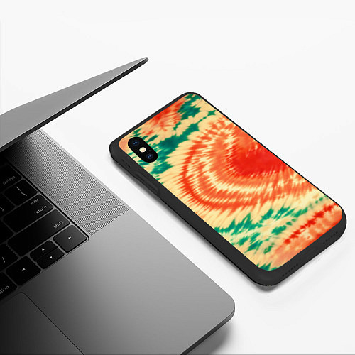 Чехол iPhone XS Max матовый Тай-дай паттерн / 3D-Черный – фото 3