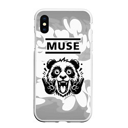 Чехол iPhone XS Max матовый Muse рок панда на светлом фоне, цвет: 3D-белый